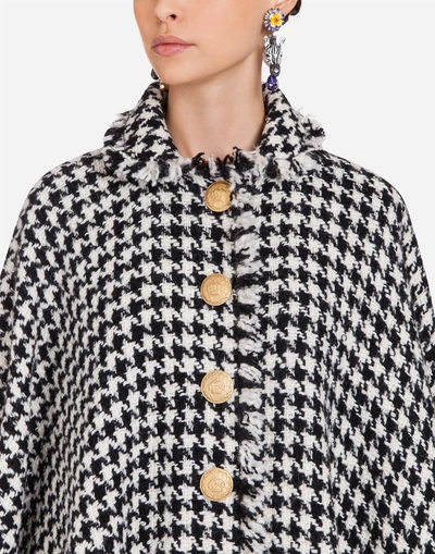 Shop Dolce & Gabbana Wool Cloak In Multi-colored