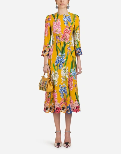 Shop Dolce & Gabbana Printed Cady Dress In Floral Print