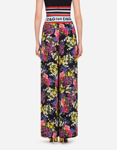 Shop Dolce & Gabbana Printed Silk Pants In Floral Print