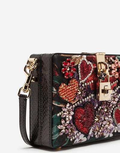 Shop Dolce & Gabbana Dolce Box Clutch In Lurex Jacquard And Ayers Snakeskin In Multicolor