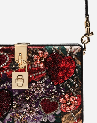 Shop Dolce & Gabbana Dolce Box Clutch In Lurex Jacquard And Ayers Snakeskin In Multicolor