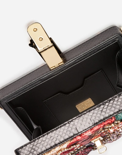 Shop Dolce & Gabbana Dolce Box Clutch In Lurex Jacquard And Ayers Snakeskin In Multicolor