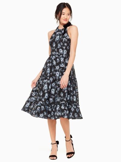 Shop Kate Spade Prairie Rose Velvet Tie Dress In Adriatic Blue