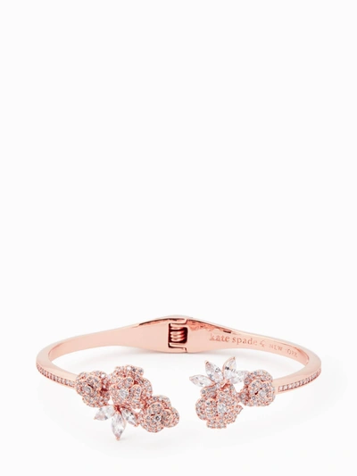 Shop Kate Spade That Special Sparkle Open Hinge Cuff In Clear/rose Gold