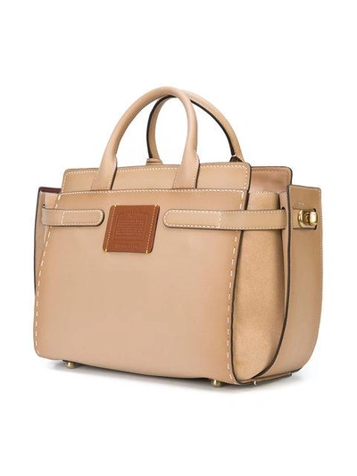 Shop Coach Double Swagger Tote In Neutrals