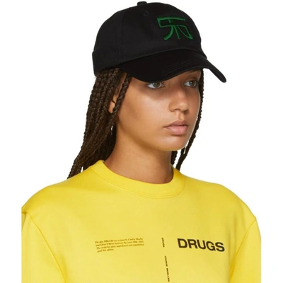 Shop Raf Simons Black Embroidered Logo Baseball Cap In 00099 Black