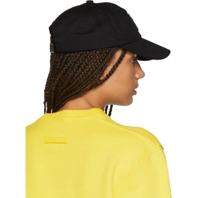 Shop Raf Simons Black Embroidered Logo Baseball Cap In 00099 Black