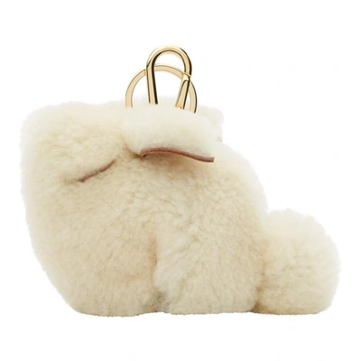 Shop Loewe White Shearling Bunny Charm Keychain In 2123 Natura