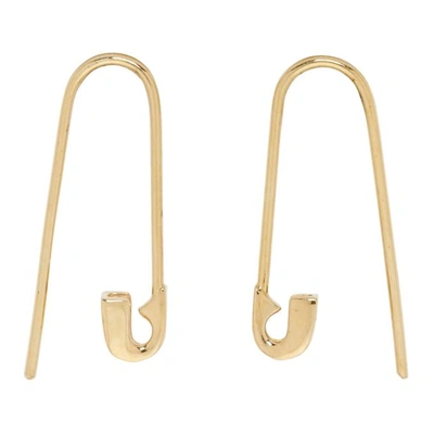 Shop Lauren Klassen Gold Tiny Safety Pin Hook Earrings