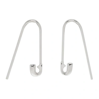 Shop Lauren Klassen Silver Tiny Safety Pin Hook Earrings