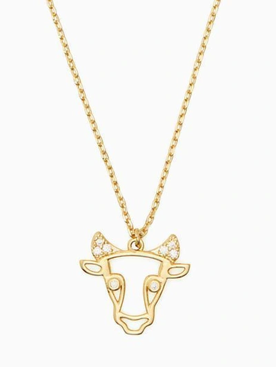 Shop Kate Spade Celestial Charm Taurus Pendant In Clear/gold