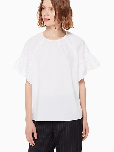 Shop Kate Spade Poplin Scallop Shirt In Fresh White