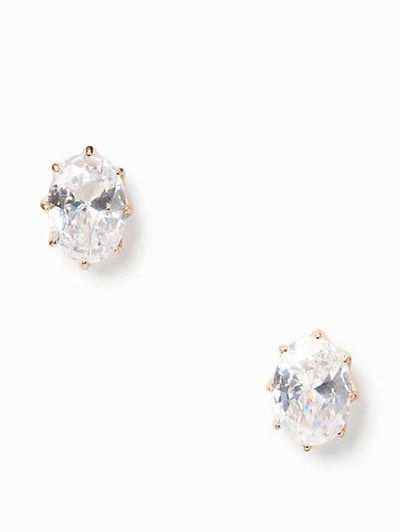 Shop Kate Spade Shine On Oval Studs In Clear/rose Gold