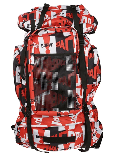 Shop Gosha Rubchinskiy Large Graphic Backpack In Red