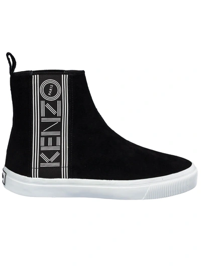 Shop Kenzo Logo Print Hi-top Sneakers In Noir