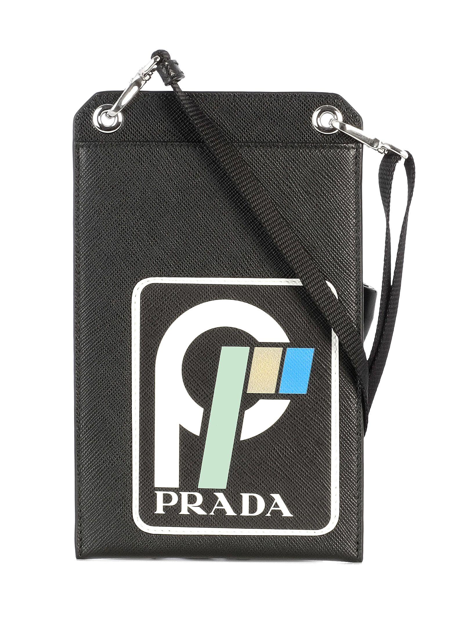 Prada Logo Phone Case In Black | ModeSens