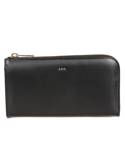 Shop Apc A.p.c. Zip Around Wallet In Noir