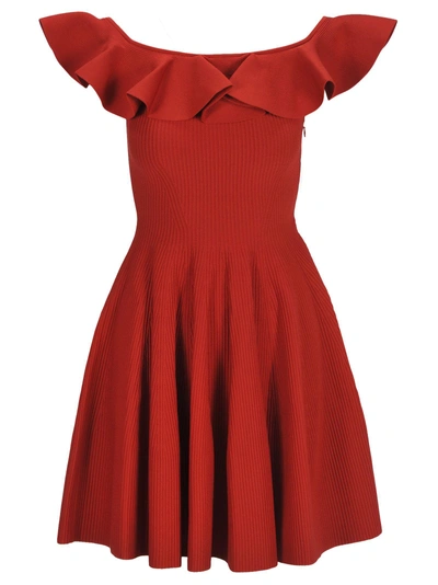 Shop Alexander Mcqueen Offshoulder Dress In Red