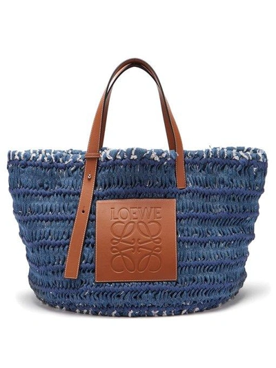 Woven Leather Tote Bag in Blue - Loewe