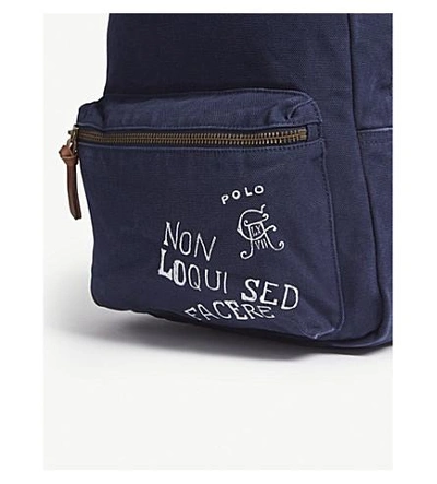 Shop Polo Ralph Lauren 印刷的 帆布 背包 In Navy
