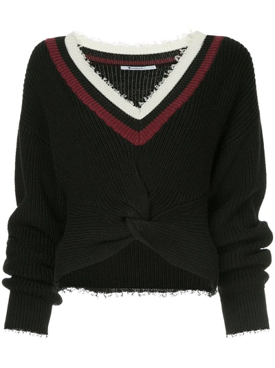 Shop Alexander Wang T By  Cropped Long-sleeve Sweater - Black