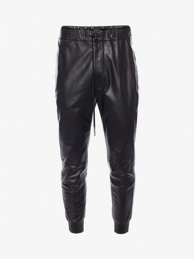 Shop Alexander Mcqueen Lambskin Leather Trousers In Black
