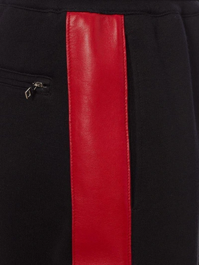 Shop Alexander Mcqueen Leather Side Band Joggers In Black/red
