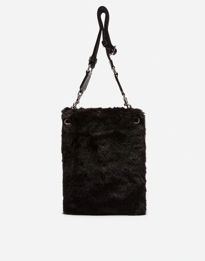 Shop Dolce & Gabbana Cross-body Bag In Faux Fur In Black