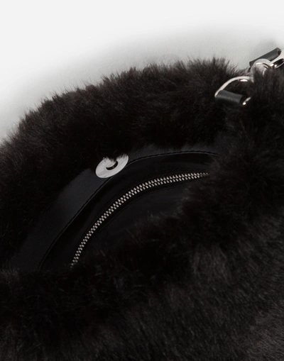 Shop Dolce & Gabbana Cross-body Bag In Faux Fur In Black