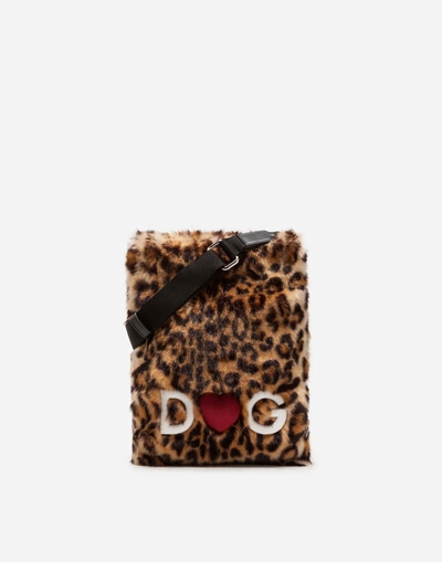 Shop Dolce & Gabbana Cross-body Bag In Leopard Faux Fur In Multicolor