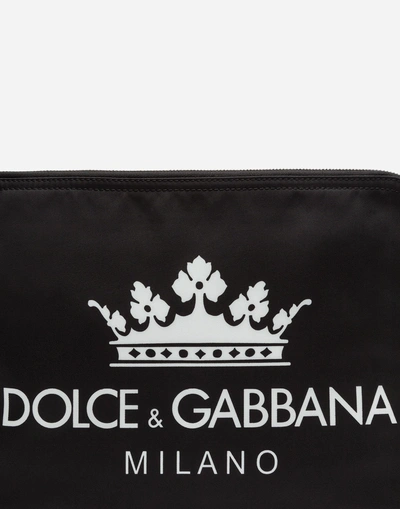 Shop Dolce & Gabbana Printed Nylon Toiletry Bag In Black