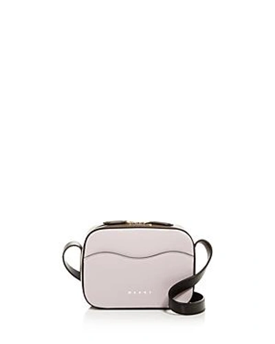 Shop Marni Color-block Leather Mini Camera Bag In Powder Pink/dusty Olive/black/ Gold