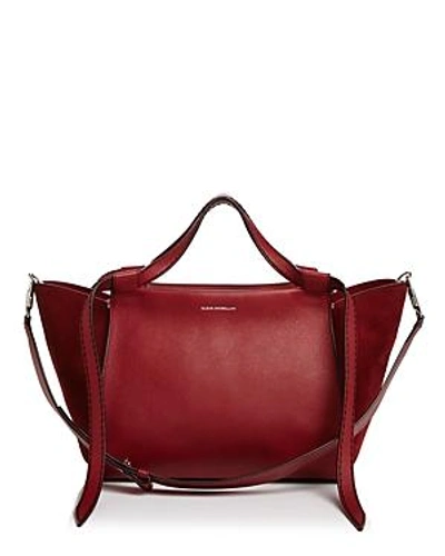 Shop Elena Ghisellini Usonia Medium Leather & Suede Satchel In Ribes Red/silver