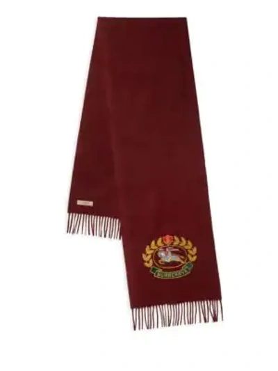 Shop Burberry S Archive Logo Cashmere Scarf In Claret