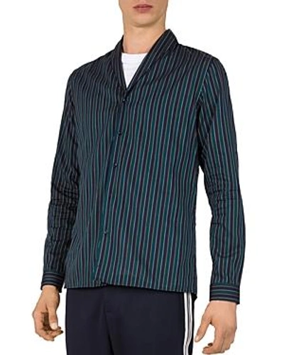 Shop The Kooples Twinkle Shawl-collar Slim Fit Button-down Shirt In Green