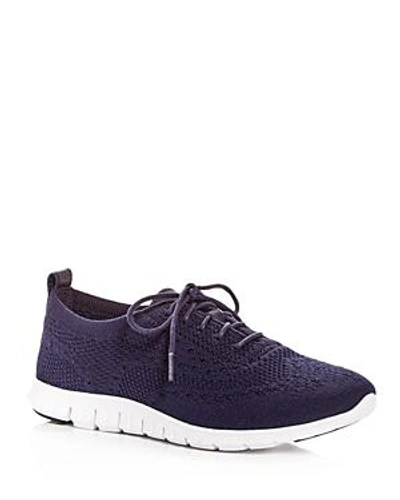Shop Cole Haan Women's Zerogrand Stitchlite Knit Lace Up Sneakers In Marine Blue