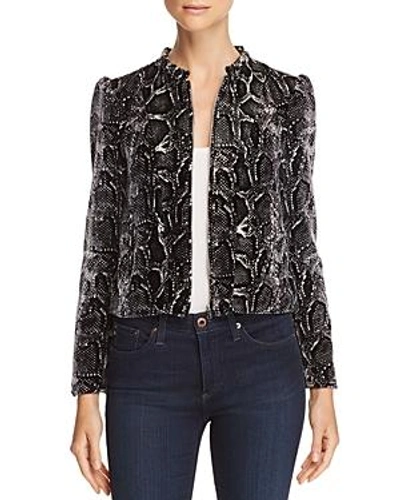 Shop Rebecca Taylor Velvet Snake-print Jacket In Washed Black Combo