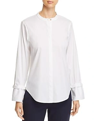 Shop Donna Karan New York Button-down Drawstring-cuff Top In White