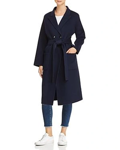 Shop Anine Bing Dylan Wool & Cashmere Trench Coat In Navy
