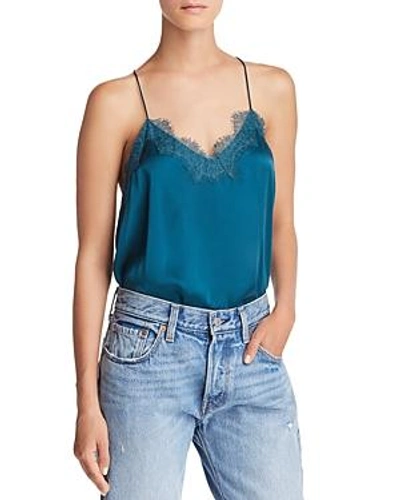 Shop Cami Nyc Lace-trimmed Silk Top In Peacock