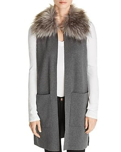 Shop Le Gali Cammie Faux-fur Trimmed Sweater Vest - 100% Exclusive In Gray Melange