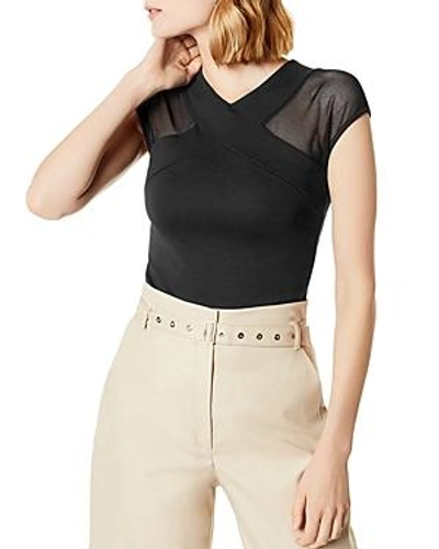 Shop Karen Millen Mesh-sleeve Top In Black