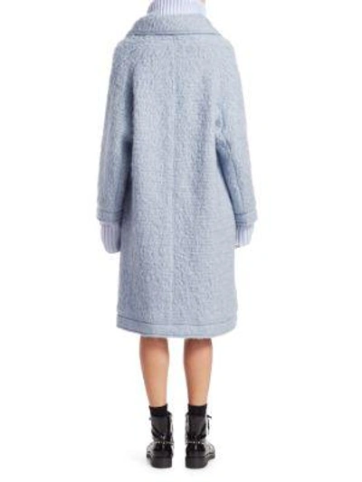 Shop Mcq By Alexander Mcqueen Wool-blend Three-button Teddy Coat In Powder Blue