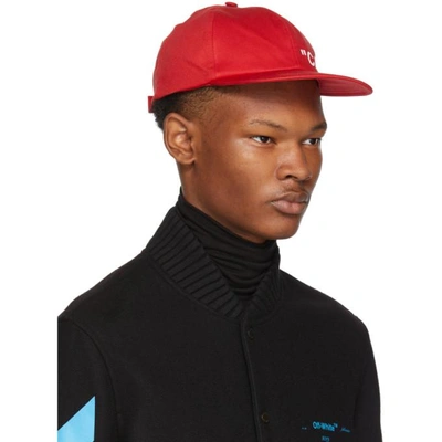Shop Off-white Red Quote Baseball Cap In 2001 Red/wt