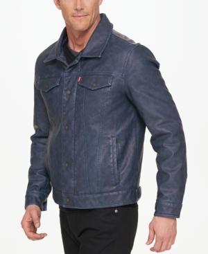 levi's blue leather jacket