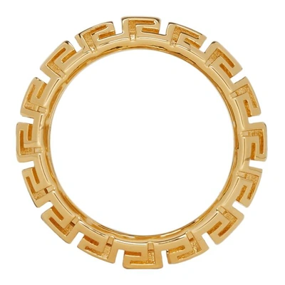 Shop Versace Gold Greek Key Ring In D00o Gold