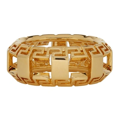 Shop Versace Gold Greek Key Ring In D00o Gold
