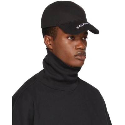 Shop Balenciaga Black Logo Cap In 1000 Black