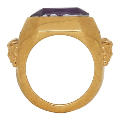 Shop Versace Gold And Purple Gem Ring In D11ot Gold