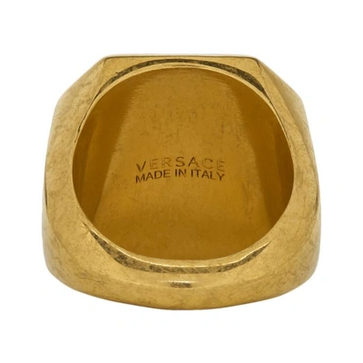 Shop Versace Gold Octagonal Medusa Statement Ring In Kot Gold